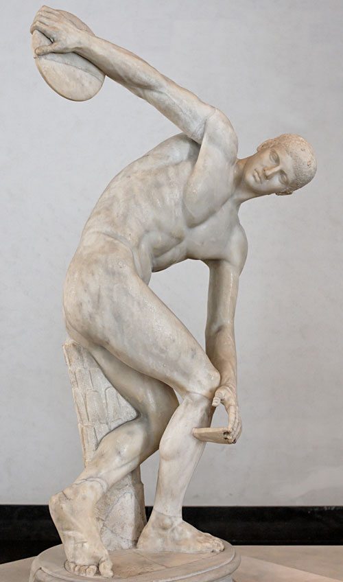 Discus Thrower Athlete Small Bronze Statue Discobolus Olympic Games
