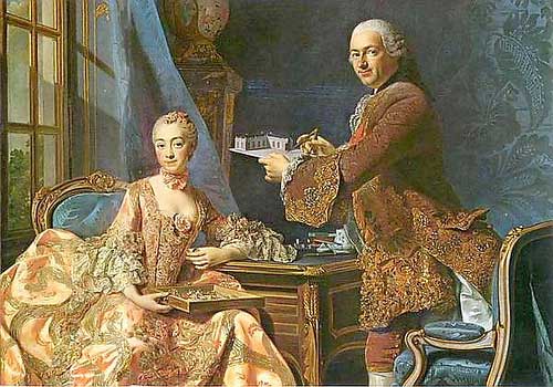 Jeanne Antoinette and Abel, her brother discussing architecture