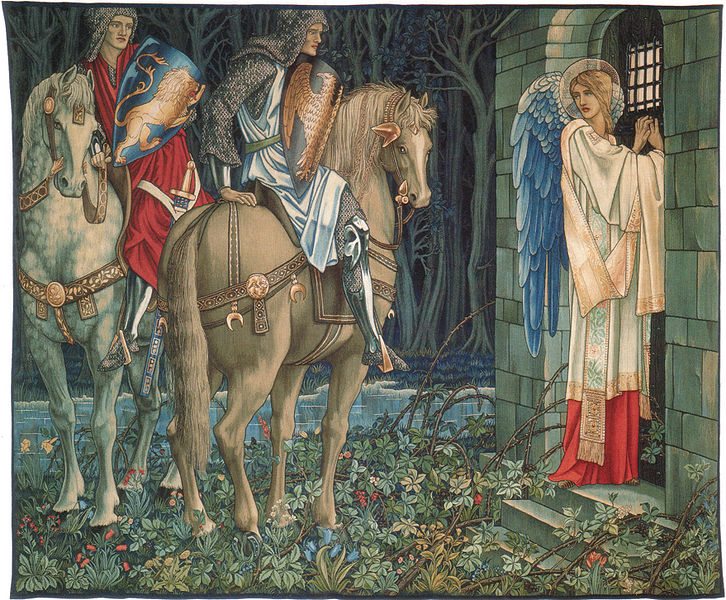The Failure of Sir Gawaine: Sir Gawaine and Sir Uwaine at the Ruined Chapel, Number 4 of the Holy Grail tapestries woven by Morris & Co. 1891-94 for Stanmore Hall