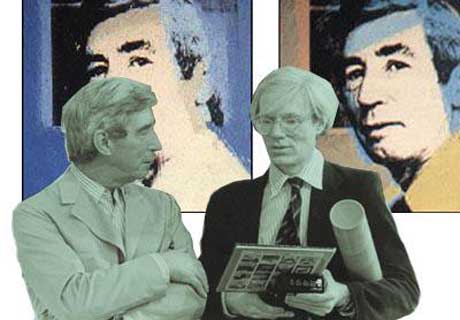 Andy Warhol with Belgian Artist Hergé Georges Remi (1907–1983) the creator of Tin Tin