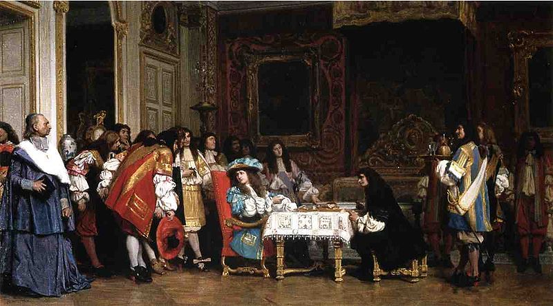 Louis XIV Dining, inviting the playwright Moliere to join him at dinner