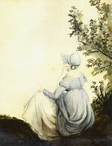 Watercolour of Jane Austen by her niece Cassandra