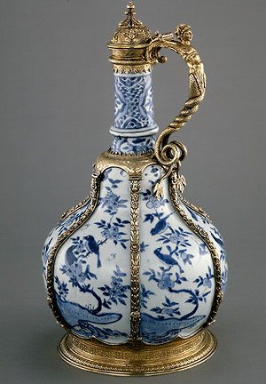 16th century Chinese Blue and White Porcelain, with Silver Gilt English Mounts