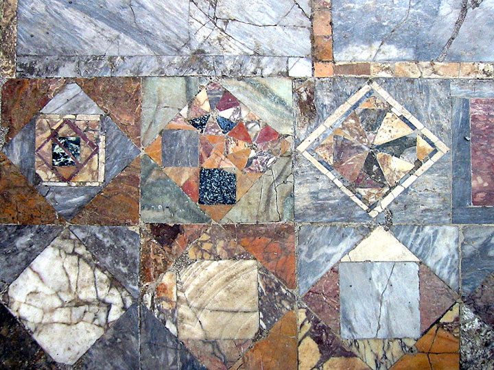 Detail: Inlaid Marble floor, Pompeii, Italy