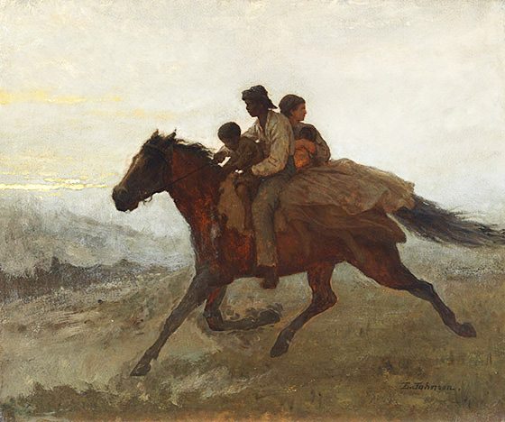 Eastman Johnson, A Ride for Liberty—The Fugitive Slaves, March 2, 1862, 1862, oil on board, Virginia Museum of Fine Arts, Richmond. The Paul Mellon Collection, Photo: Katherine Wetzel, © Virginia Museum of Fine Arts