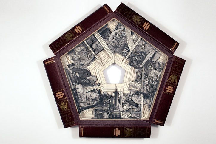 The March of Democracy, 2010, Altered books, 18 1/2" x 19 1/2" x 4" - Image Courtesy of the Artist and Saltworks