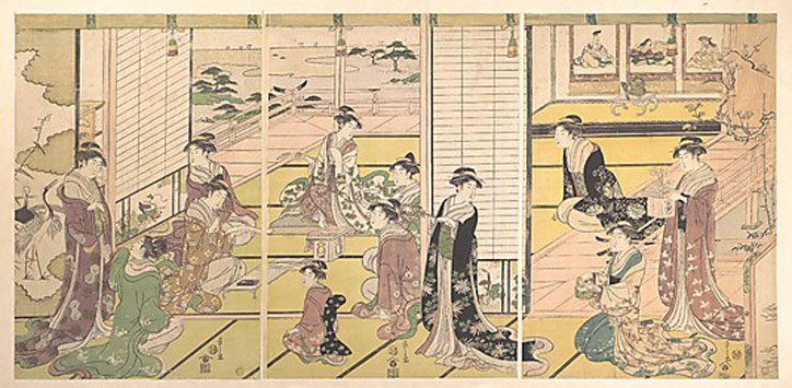 Japanese-Print-Women-composing-poetry