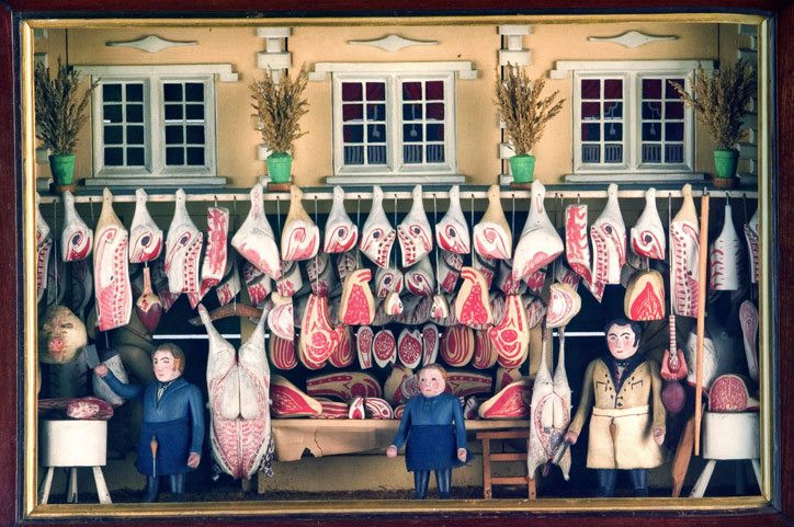 England, Butcher's Shop c 1850 painted wood and metal, courtesy David Roche Foundation