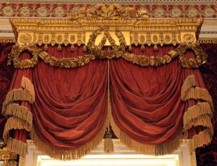 Carved curtain swags designed by Robert Adam and manufactured by Thomas Chippendale, The Gallery, Harewood House, Yorkshire