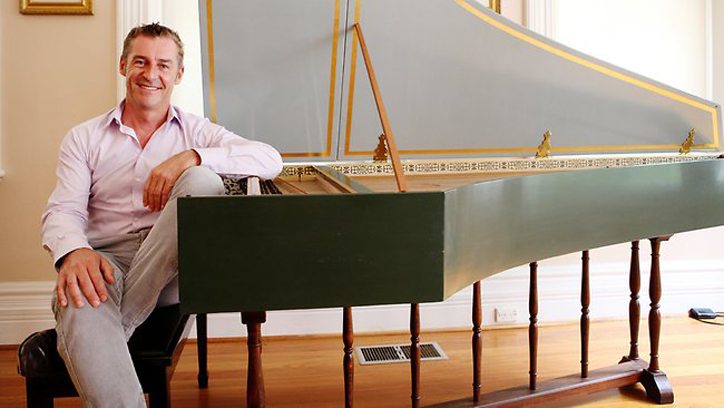 The Australian Brandenburg Orchestra led by artistic director Paul Dyer, photo at harpsichord by Steven Godbee