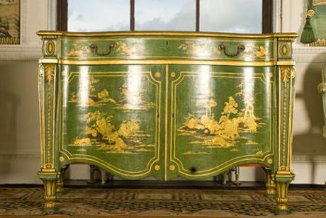 Chinese style lacquer furniture by Thomas Chippendale in the east bedroom belonging to Edwin Lascelles'