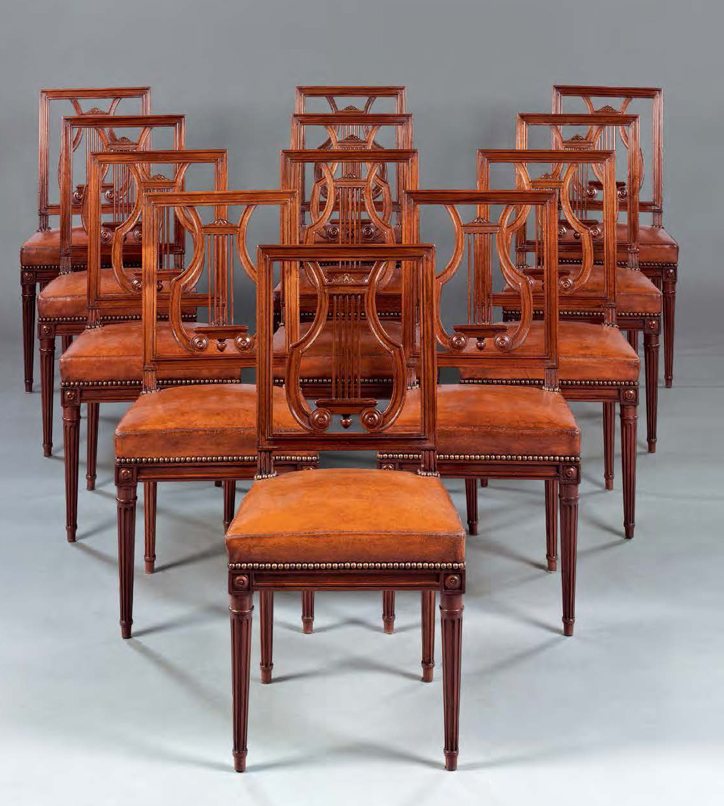 Fine set of lyre-back chairs, courtesy Mallet, London