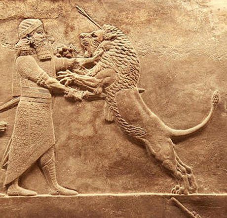 Lion Attacking Assyrian King