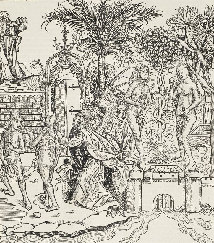 Harmann Schedel, Liber chronicarum - woodcut of the Garden of Eden, 1493, courtesy Royal Collection Trust / copyright Her Majesty Queen Elizabeth II 2014 