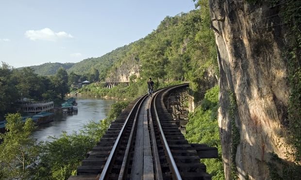 A section of the Burma railway in Kanchanaburi, Thailand.
