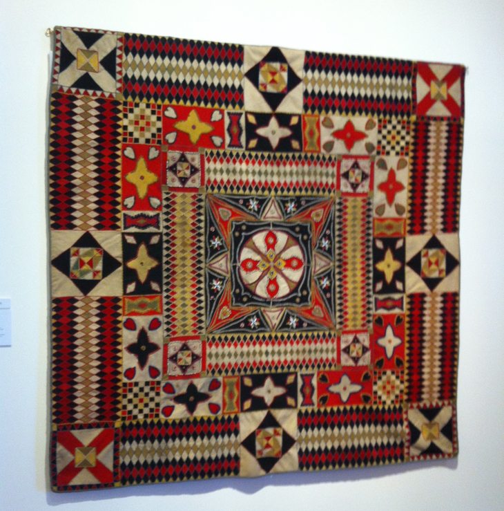 Beaded Soldier's Quilt, 1860-1870 India, Maker Unknown, fulled wool, beading, all hand sewn, 160 x 160 cm, Private Collection