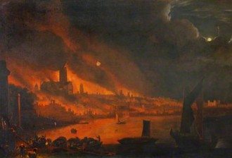 Detail- Fire of London, Anglo Dutch School c1666 (c) Society of Antiquaries