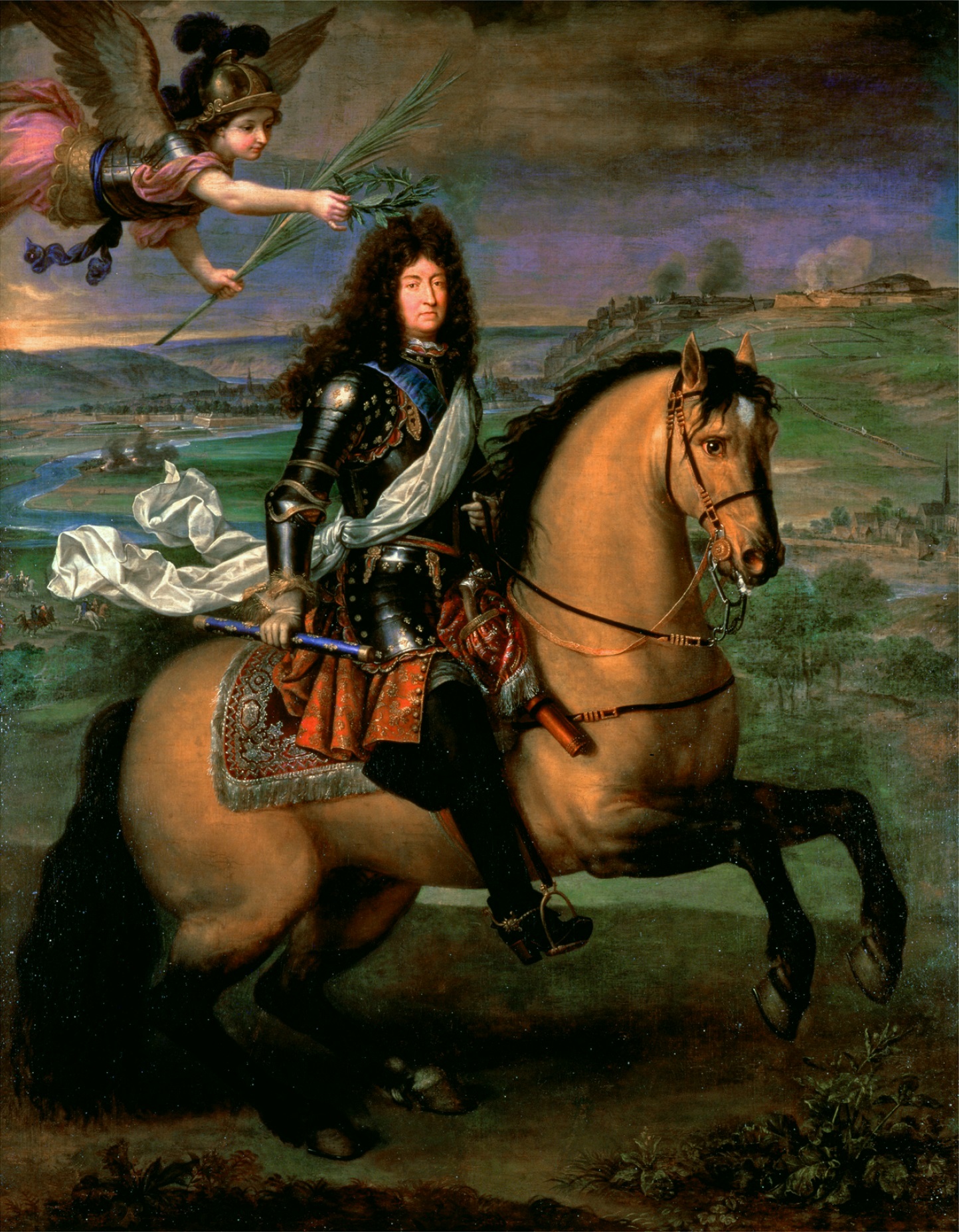 Pierre Mignard,  Equestrian portrait of Louis XIV of France (1638-1715) oil on canvas, 1674 courtesy Chateau Versailles