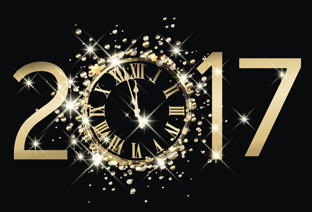 2017 new year background with clock.