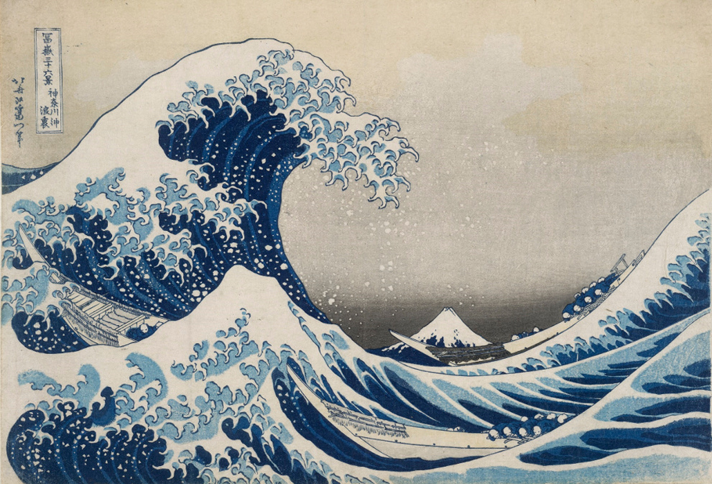 The Great Wave Off Kanagawa (c. 1830) from the Thirty-six views of Mt Fuji series 1826-33 colour woodblock 25.7 x 37.7 cm (image and sheet) National Gallery of Victoria, Melbourne