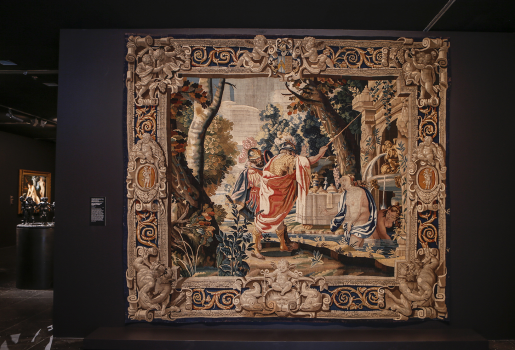 Carlo and Ubaldo at the Fountain of Laughter 1640-1650 , ALEXANDRE DE COMANS, Paris (tapestry workshop), courtesy National Gallery of Victoria
