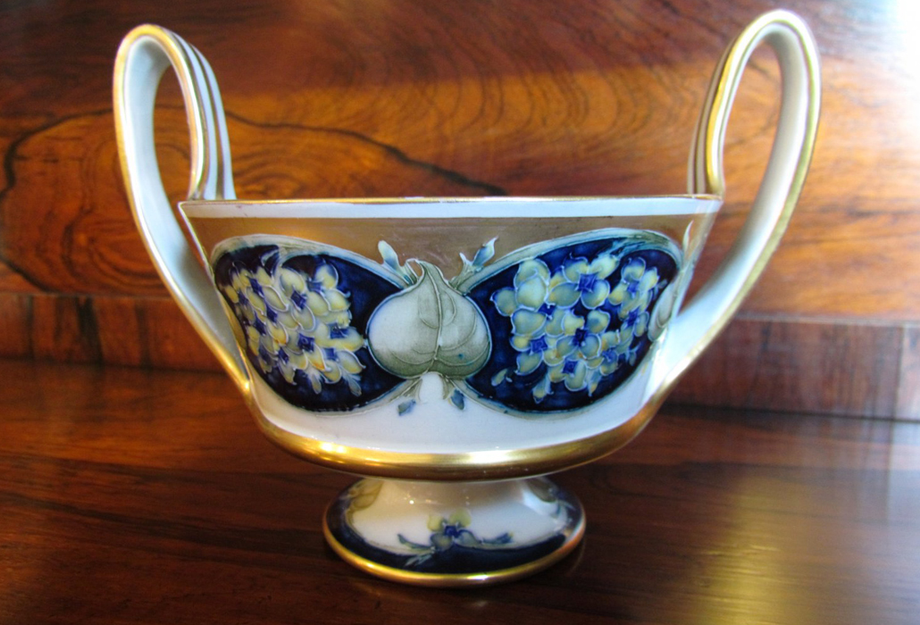 A William Moorcroft Florianware twin handled bowl, Dimensions: H: 13cm, W: 17cm, courtesy Walter & Co