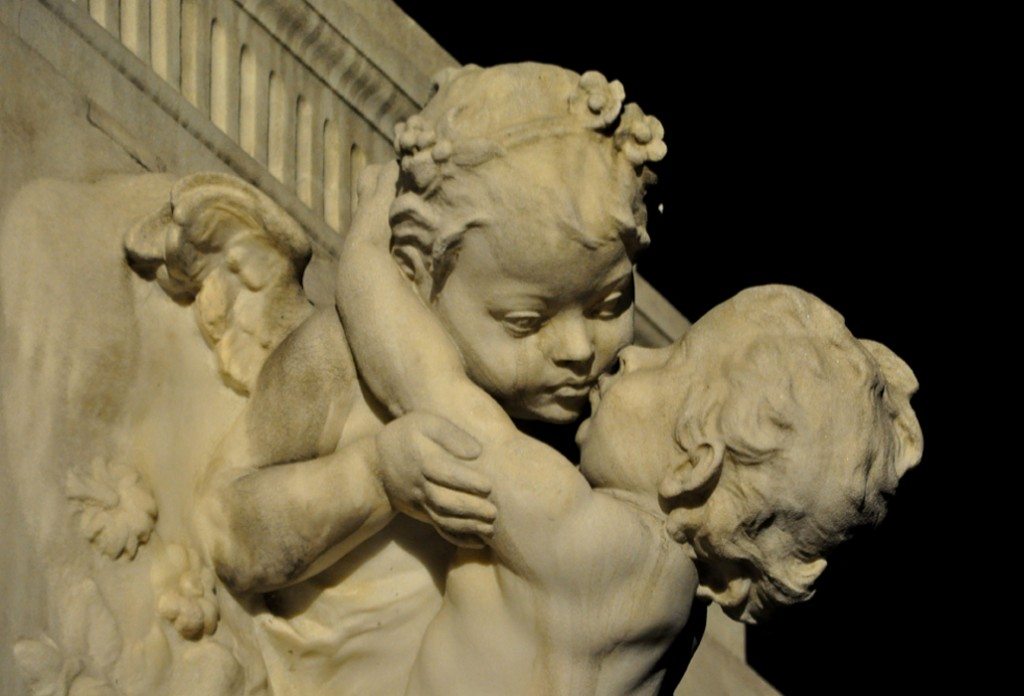 Two angels on the monument to Mozart in Vienna