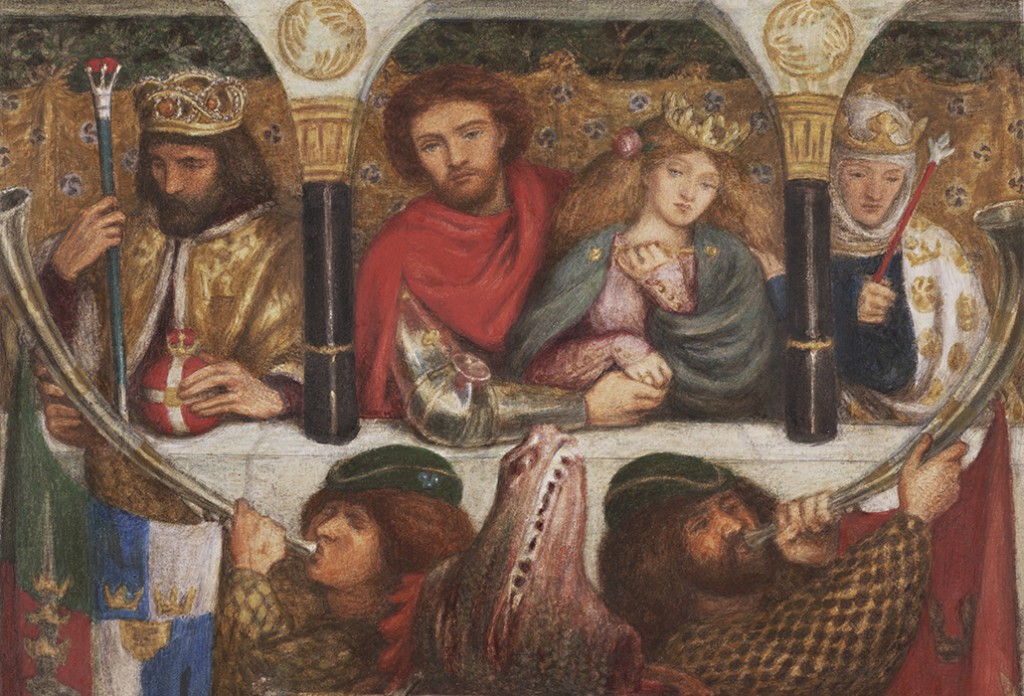 Dante Gabriel Rossetti    - The wedding of St George 1864, watercolour and bodycolour with gum and scraping out over traces of pencil courtesy Art Gallery of New South Wales Purchased with funds provided by John Schaeffer 2003