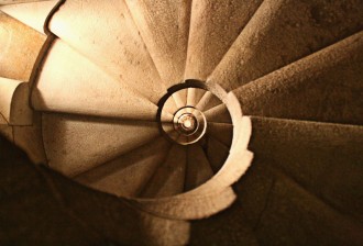 Spiral Staircase inside Sagrada Familia by Antonin Gaudi, Barcelona